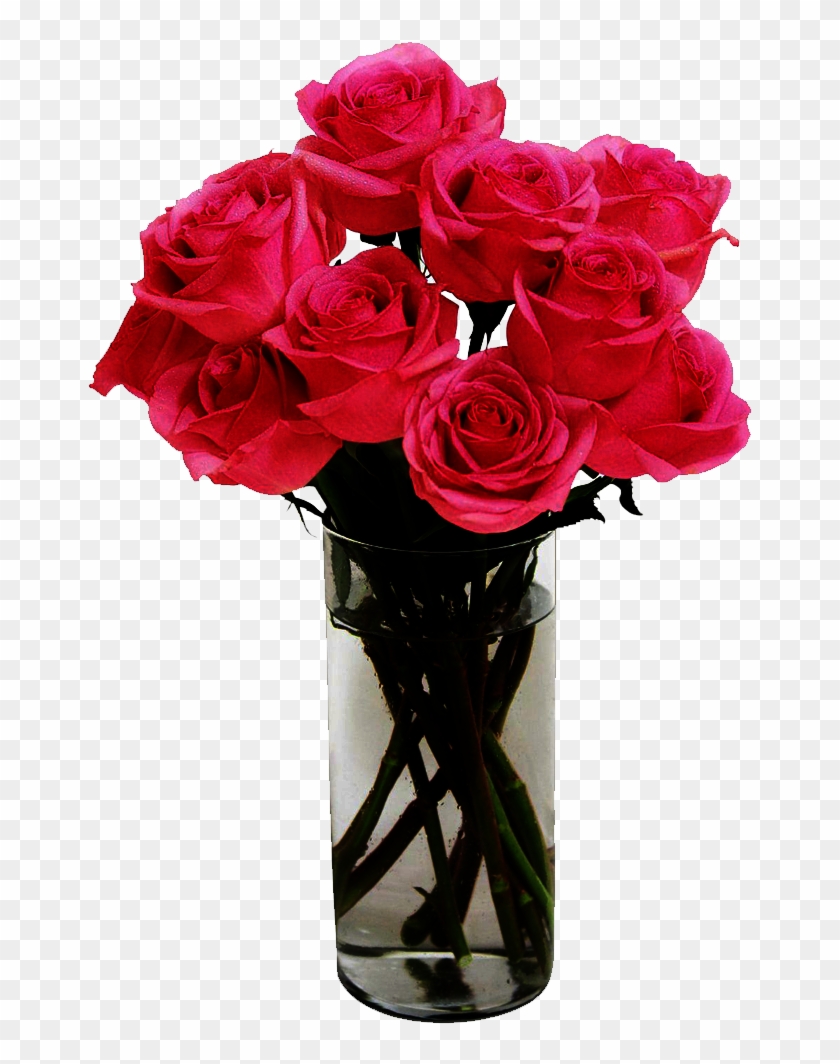 Buy Glass Vase Of Pink Roses Online At Best Price In - Pink Roses In Vase #1214298