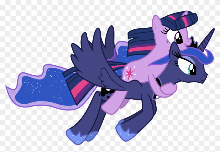 Princess Luna And Twilight Sparkle Flying By 90sigma - Luna And Twilight Mlp #1214306