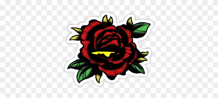 "traditional Rose Tattoo" Stickers By Smittyart - Rose #1214415