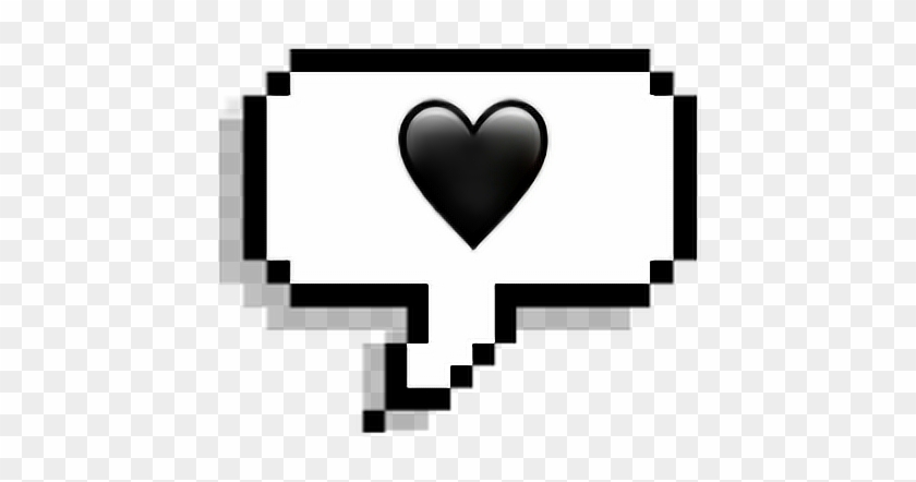 Black Heart Emoji Pixel Text Speech Icon Overlay Grunge - Sticker Picsart #1214688