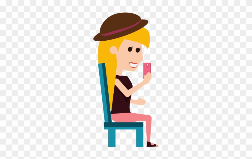 Young Woman With Smartphone Cartoon - Illustration #1215145