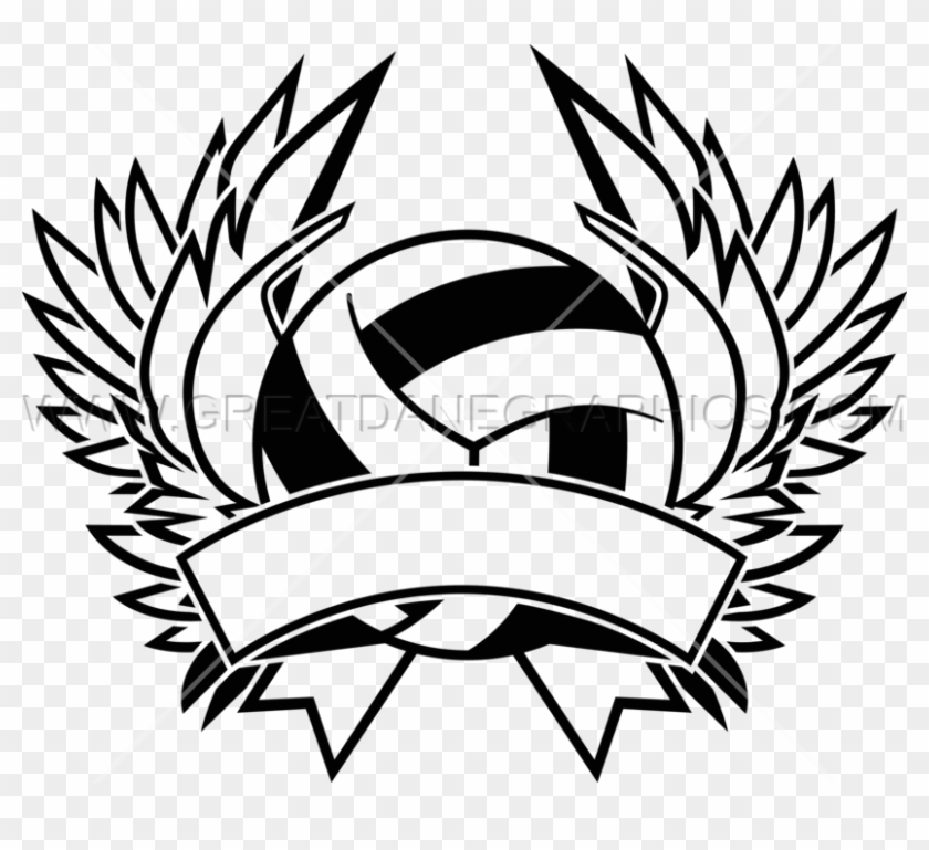 Volleyball Metal Crest - Clip Art #1215257