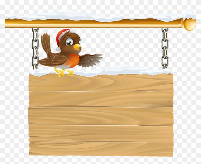 Royalty-free Christmas Clip Art - Signboard With Bird #1215536