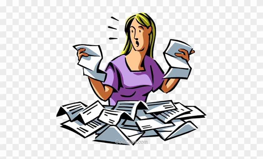 Woman Is Overwhelmed With Paperwork Royalty Free Vector - Woman Is Overwhelmed With Paperwork Royalty Free Vector #1215544