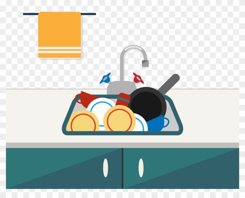 Towel Sink Kitchen Cartoon - อ่าง ล้าง จาน การ์ตูน - Free Transparent PNG  Clipart Images Download