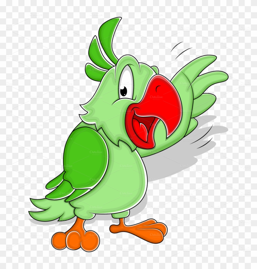 Cartoon Parrot - Photo - Cartoon Green Parrot #1216136