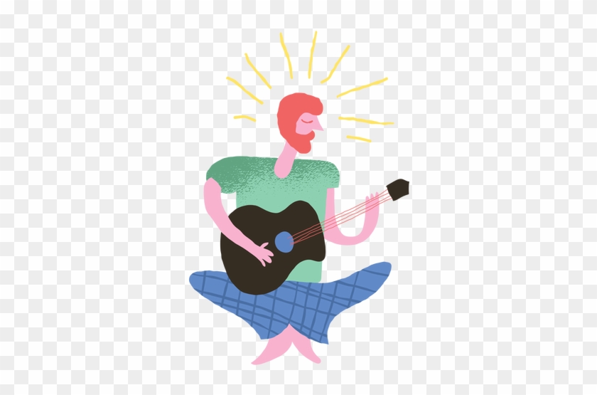 Hippie Man Playing Guitar Doodle Transparent Png - Hippie #1216692