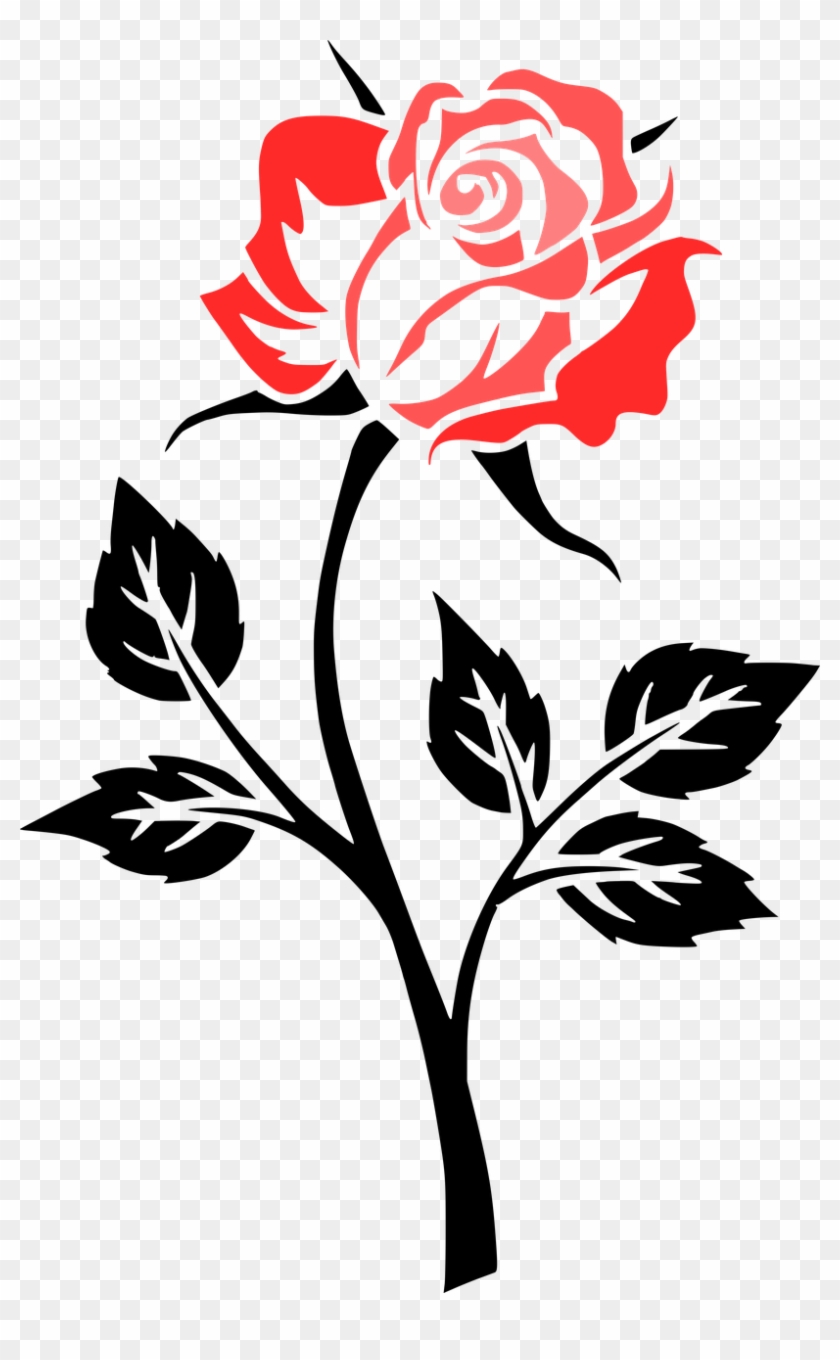 Flower Rose Contour Outlines Png Image - Rose Clipart Png Black And White #1216734