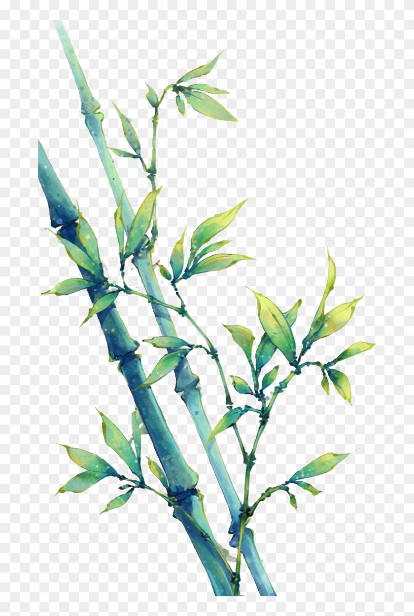 China Bamboo Art Drawing Anime - Japanese Watercolour Painting Green #1217058