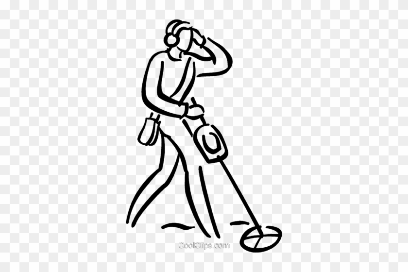 Person Looking For Metal Objects Royalty Free Vector - Metal Detectors Clip Art #1217973