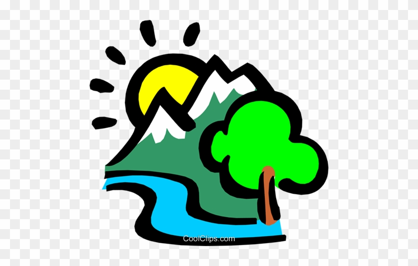 Berge Mit Der Sonne Und Strom Vektor Clipart Bild - Rambling Club #1218290