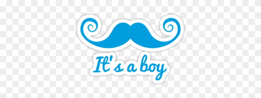 "it's A Boy Text With Blue Mustache For Baby Shower - Its A Boy Prince #1218857