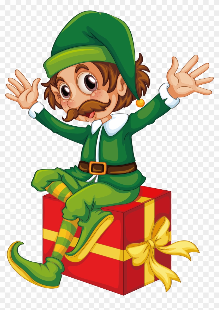 Christmas Elf Santa Claus Duende - Elf Sitting Png #1218902