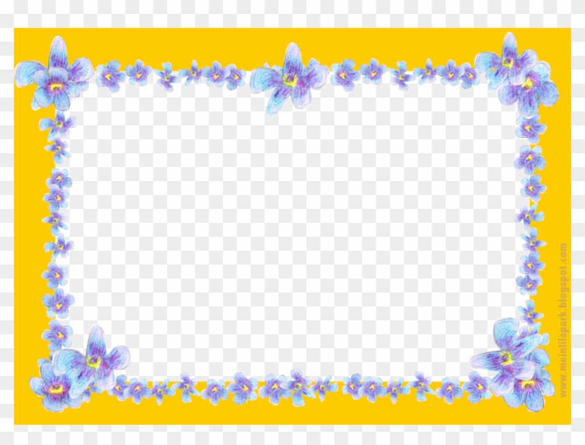 Free Digital Blue Flower Frame - Png Blue And Yellow Flower Frame #1218905