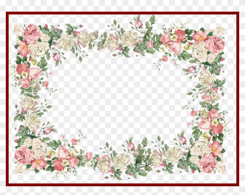 Red Rose Border Red Rose Border Corner Png The Best - Vintage Flower Frame #1218908