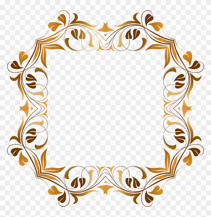 Floral Flourish Frame - Gold Floral Frame Png #1218911