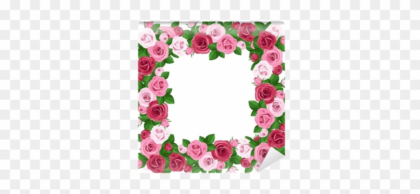 Fototapete Rahmen Mit Roten Und Rosa Rosen - Clipart Rose Fram #1218913