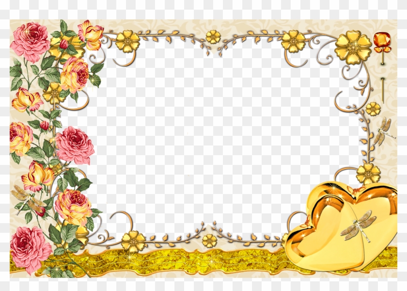 Large Transparent Gold Frame With Flowers Yopriceville - Select Image R=h:www.funnyphotoframes.com #1218965