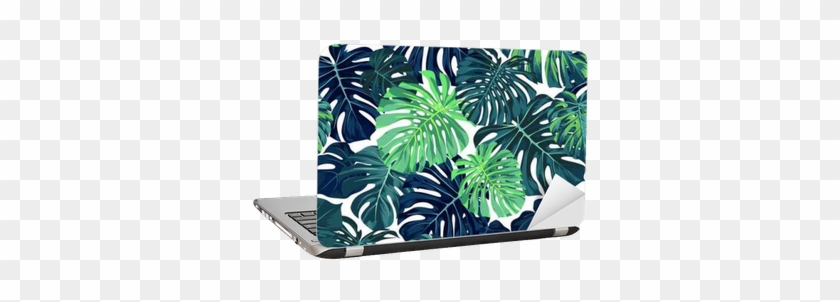 Green Vector Pattern With Monstera Palm Leaves On Dark - Island Palm Leaves Background #1219622
