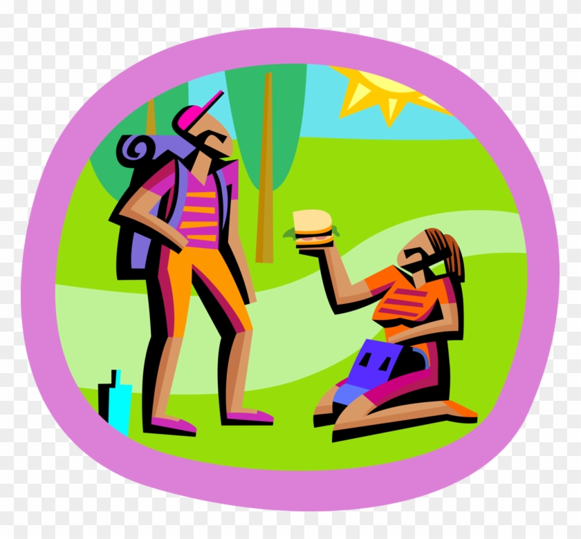 Vector Illustration Of Hikers Stop For Picnic Lunch - Portrait Of A Man #1219629