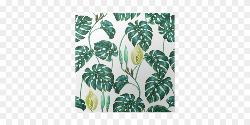 Seamless Pattern With Monstera Leaves - Swiss Cheese Plant #1219640