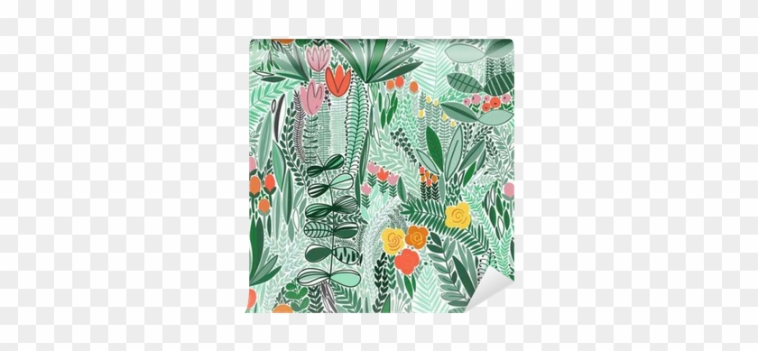 Tropical Seamless Floral Pattern Wall Mural • Pixers® - Obraz W Ramie Kwiaty Abstrakcja F1bab100x40-2944 #1219665