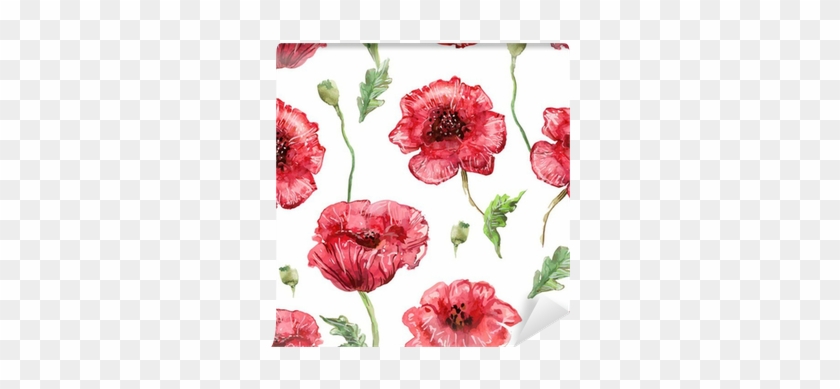 Seamless Texture With Watercolor Painting Of Poppies - Watercolor Painting #1220247