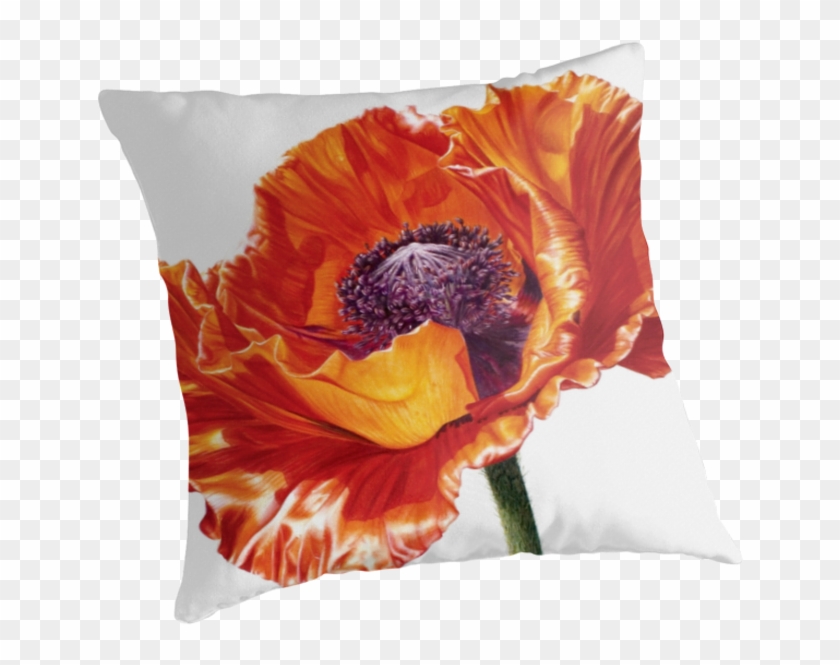 Poppy Watercolor Painting Artist Mixed Media - Cushion #1220275