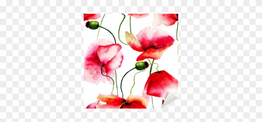 Stylized Poppy Flowers Illustration Sticker • Pixers® - Illustration #1220332