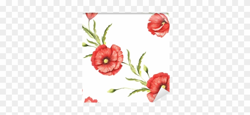 Delicate Seamless Pattern With Poppies - Watercolor Painting #1220338