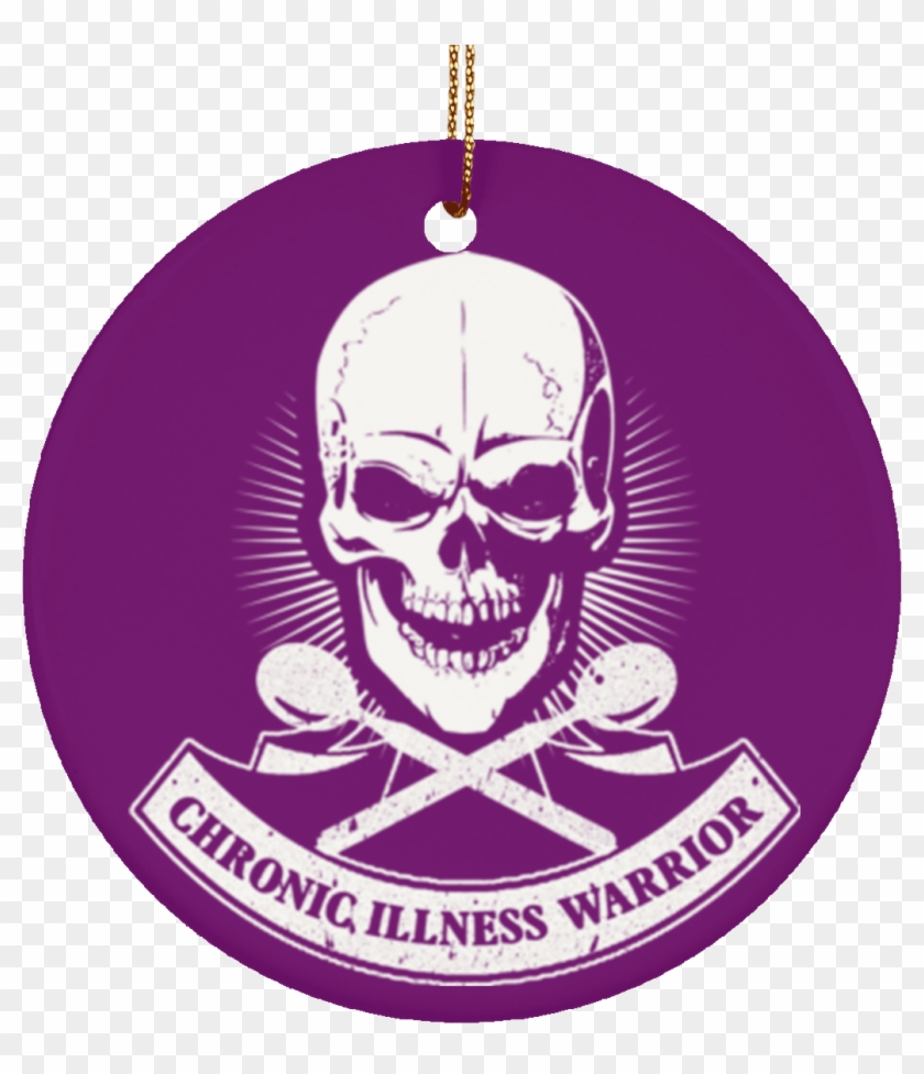 Chronic Illness Warrior Skull Ceramic Circle Ornament - Lupus Warrior Skull Unisex Shirt #1220656