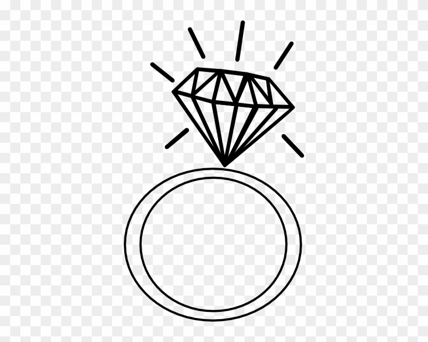 Wedding Ring Clipart - Diamond Drawing Of Ring #1220799