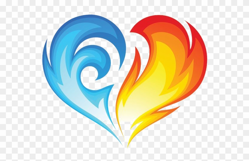 Fire Heart Clip Art - Fire And Ice Heart #1221390