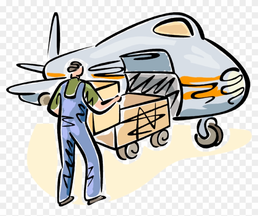 Vector Illustration Of Airport Terminal Baggage Handler - Clip Art #1222052