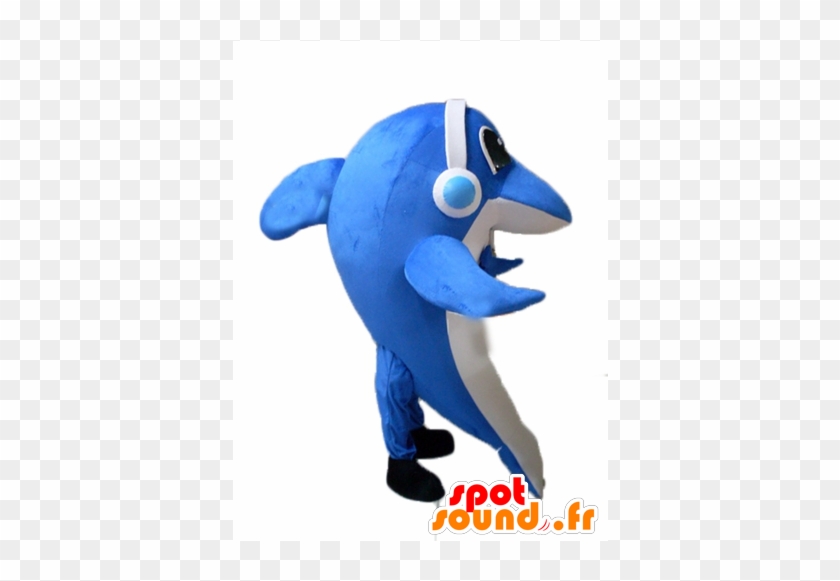 Mascote Golfinho Listrado Com Fones De Ouvido - Mascot #1222114