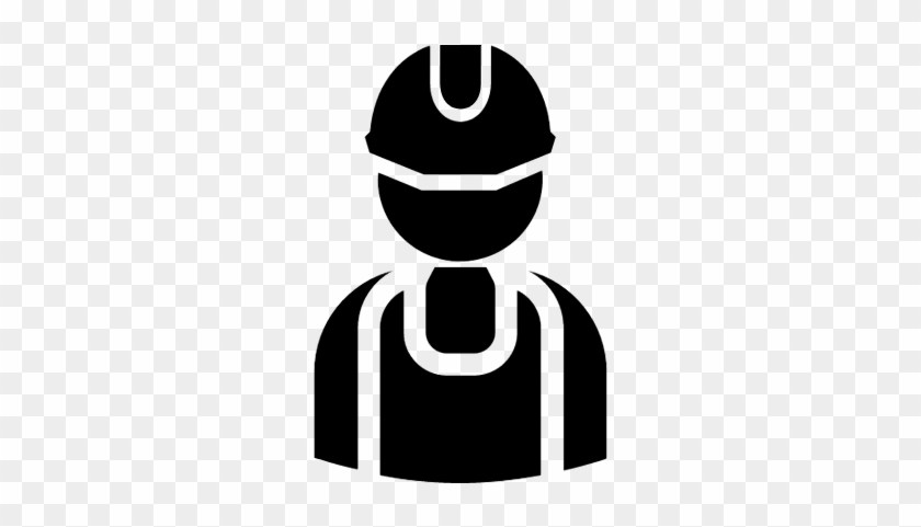 Handy Man Worker Silhouette Vector - Man With Hard Hat Icon #1222440