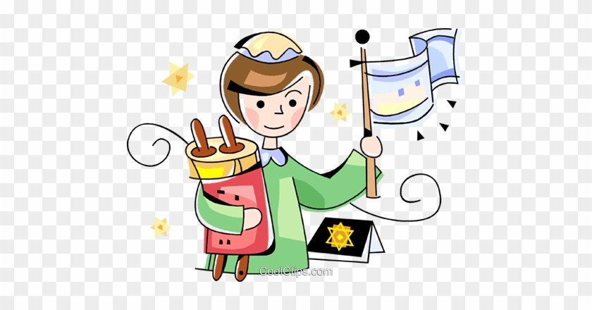 Jewish Girl With Scrolls Royalty Free Vector Clip Art - Cartoon #1222530