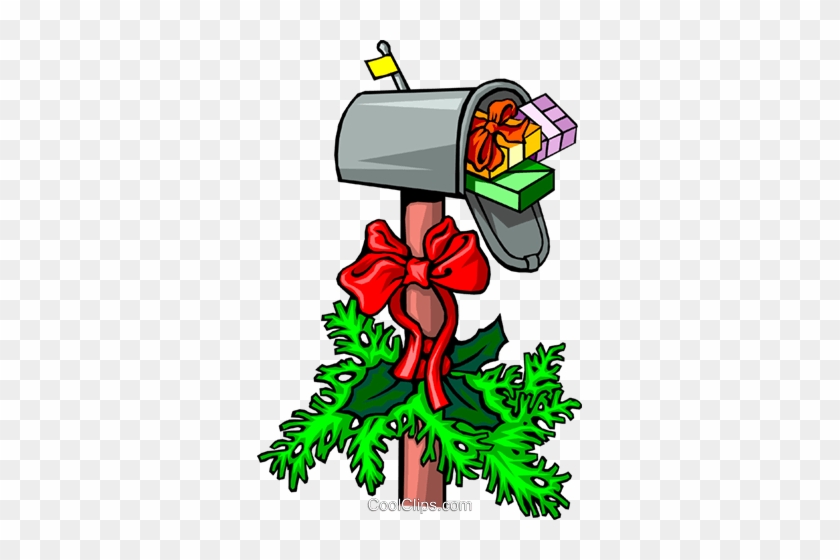 Christmas Mailbox With Wreath Royalty Free Vector Clip - Wesley Urban Ministries #1222946