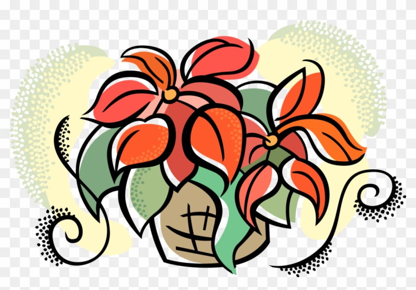 Vector Illustration Of Poinsettia Traditional Christmas - Red #1223104