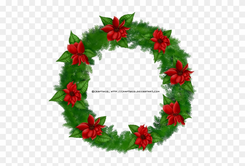 Xmas Poinsettia Wreath - Clip Art #1223163