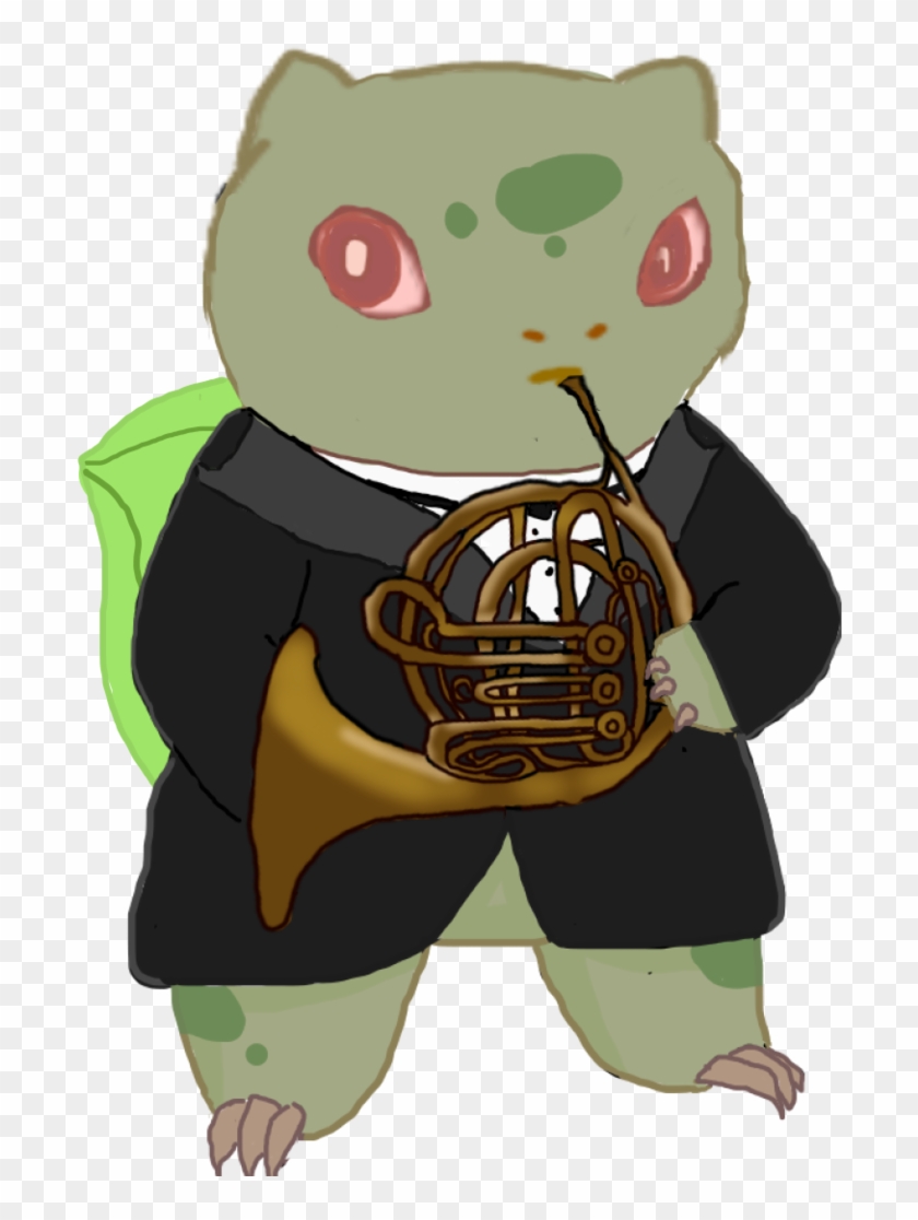 Bulbasaur Playing French Horn By A004 - French Horn Player Cartoon Png #1223359