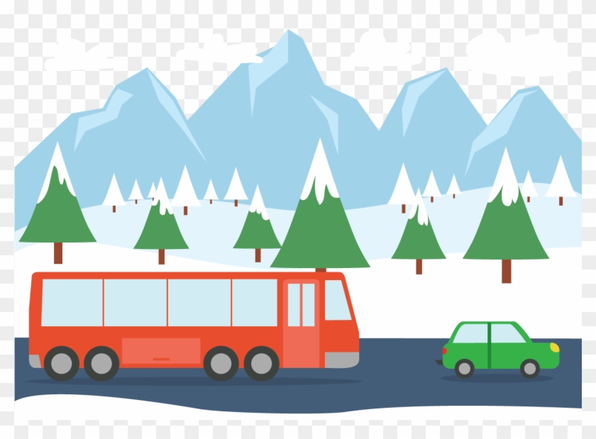 Euclidean Vector Road Snow Clip Art - Bus On Road Png #1223887