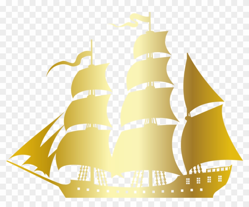 Sailing Ship Silhouette Sailboat - Gold Ship Png #1224623