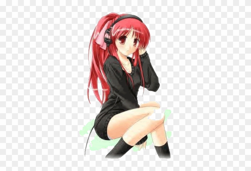 Adelle Henderman She Kinda Looks Like That - Headphone Anime Girl Red Hair #1224738