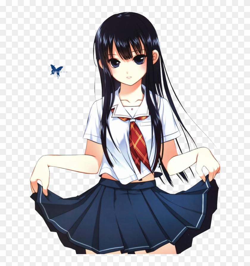 Anime Girl With Black Hair Pictures, Images And Photos - Cute Black Hair Girl Anime Png #1224791