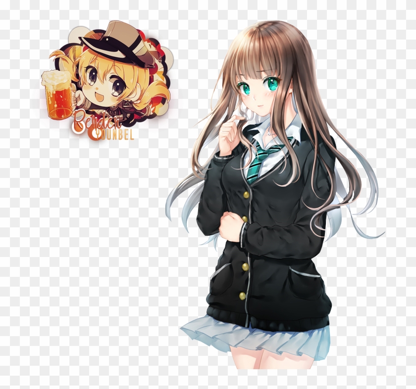 Anime Girl With Brown Hair And Green Eyes Download Shibuya Rin Render Png Free Transparent Png Clipart Images Download - green eyes roblox