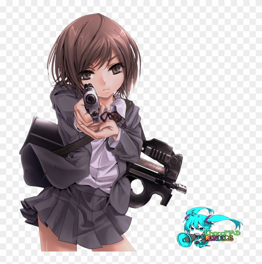 Gunslinger Girl Anime Drawing Gunfighter - Anime Girl Gun Render #1224953