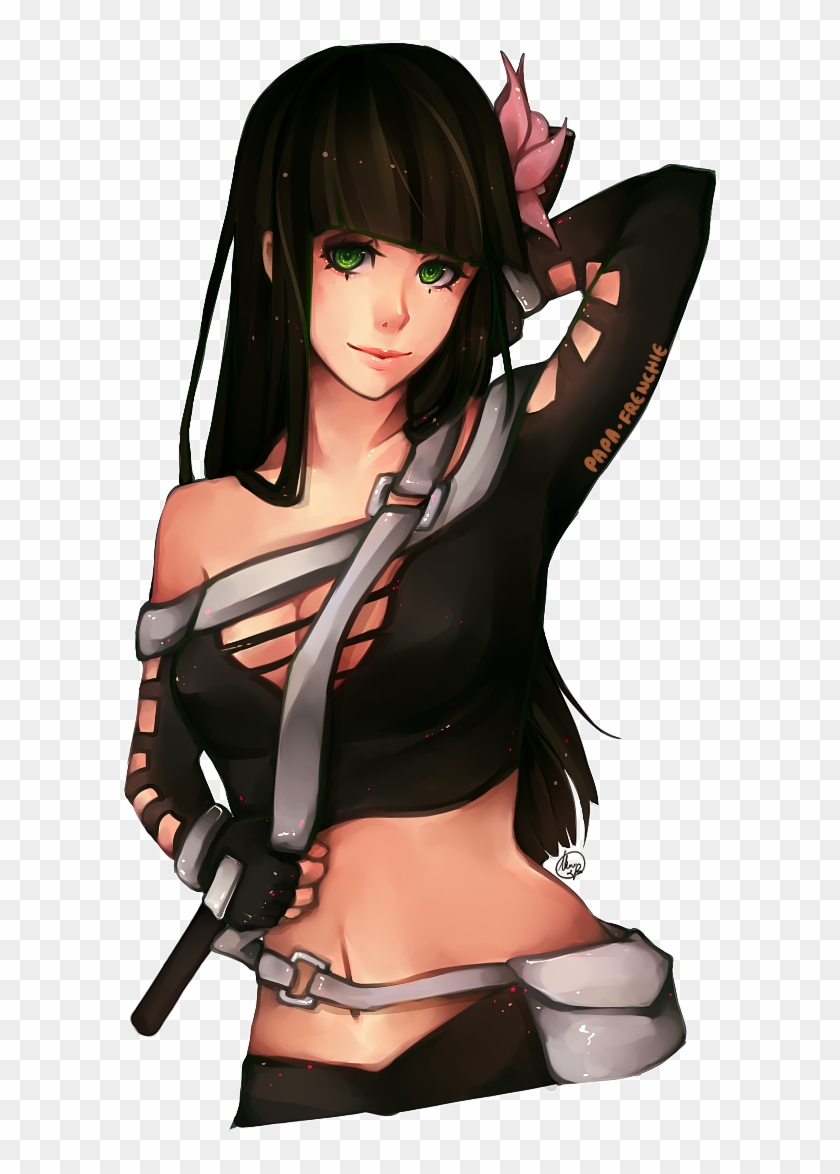 Anime Girl Dark Brown Hair Green Eyes - Naruto Oc Black Hair #1224976