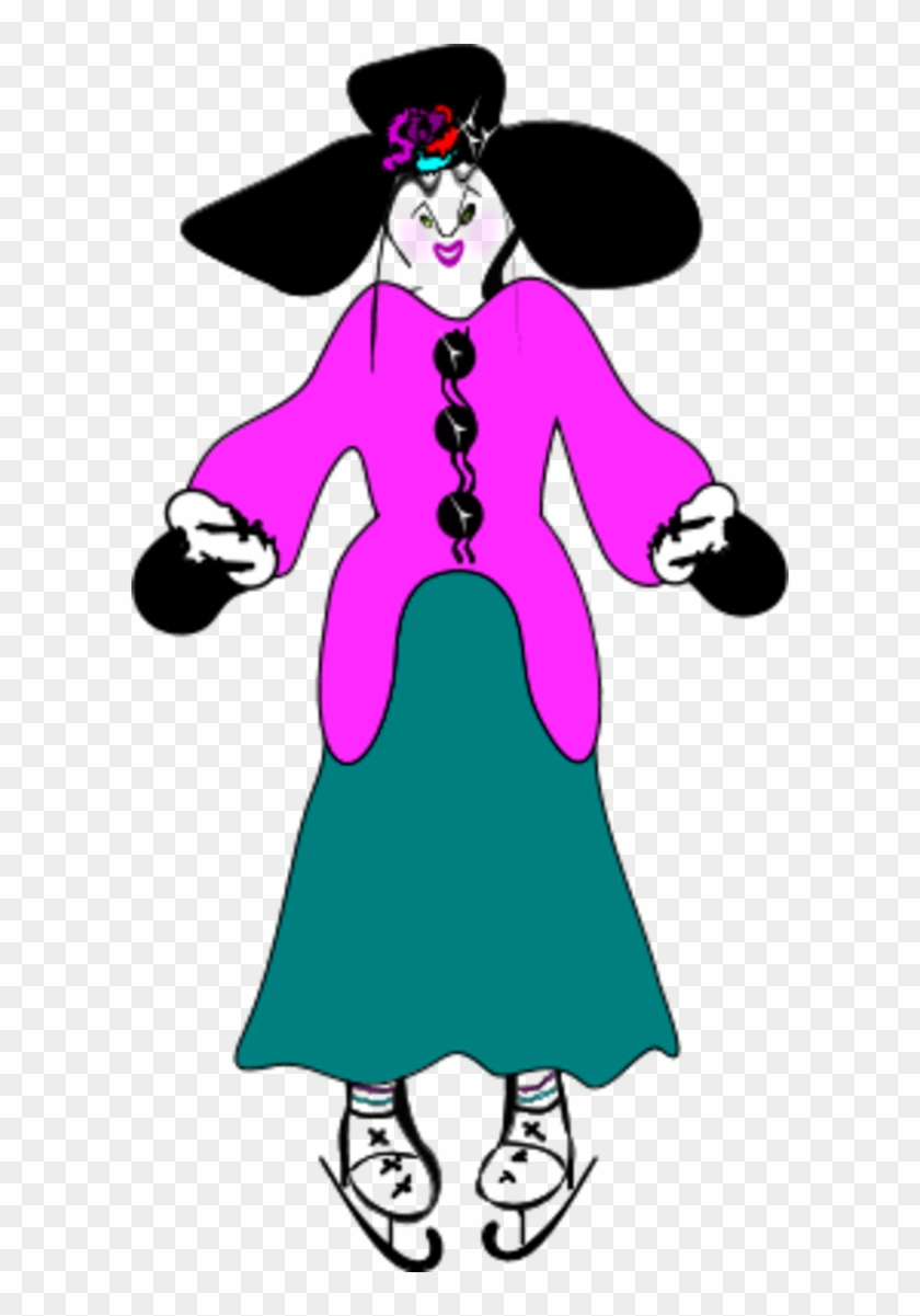 Lady Wearing Hat And Ice Skating Shoes - Clip Art #1225052