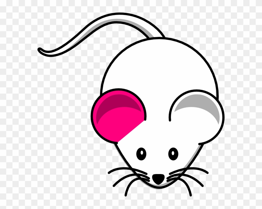 Single Pink Ear White Mouse Clip Art - Easy Mouse Face Drawing #1225404